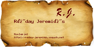 Ráday Jeremiás névjegykártya